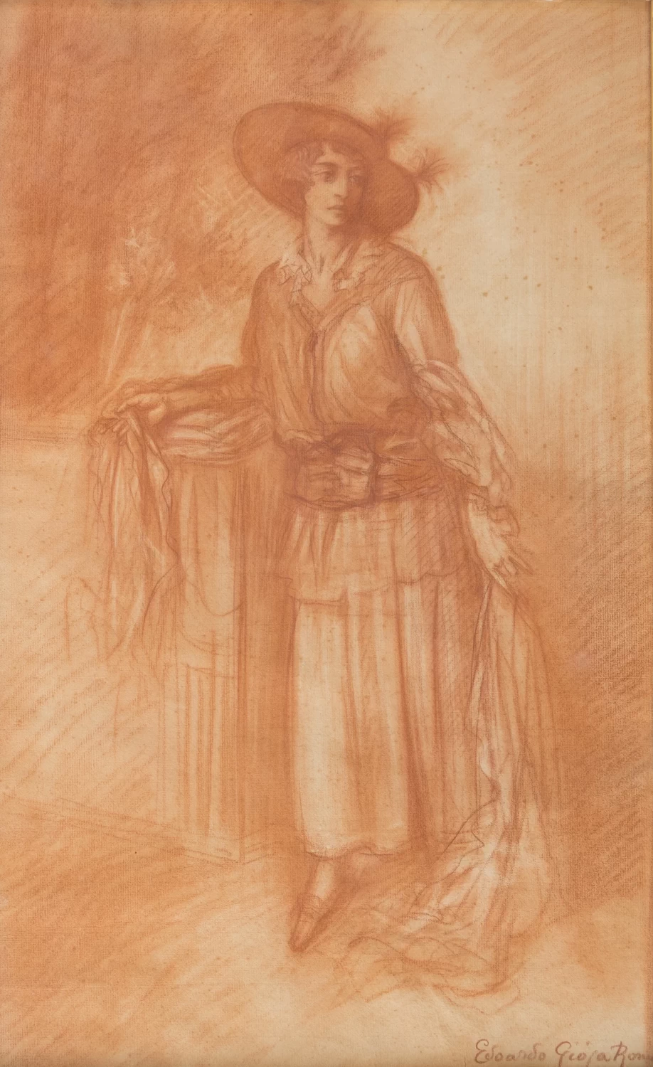 Studio di Donna con cappello e scialle